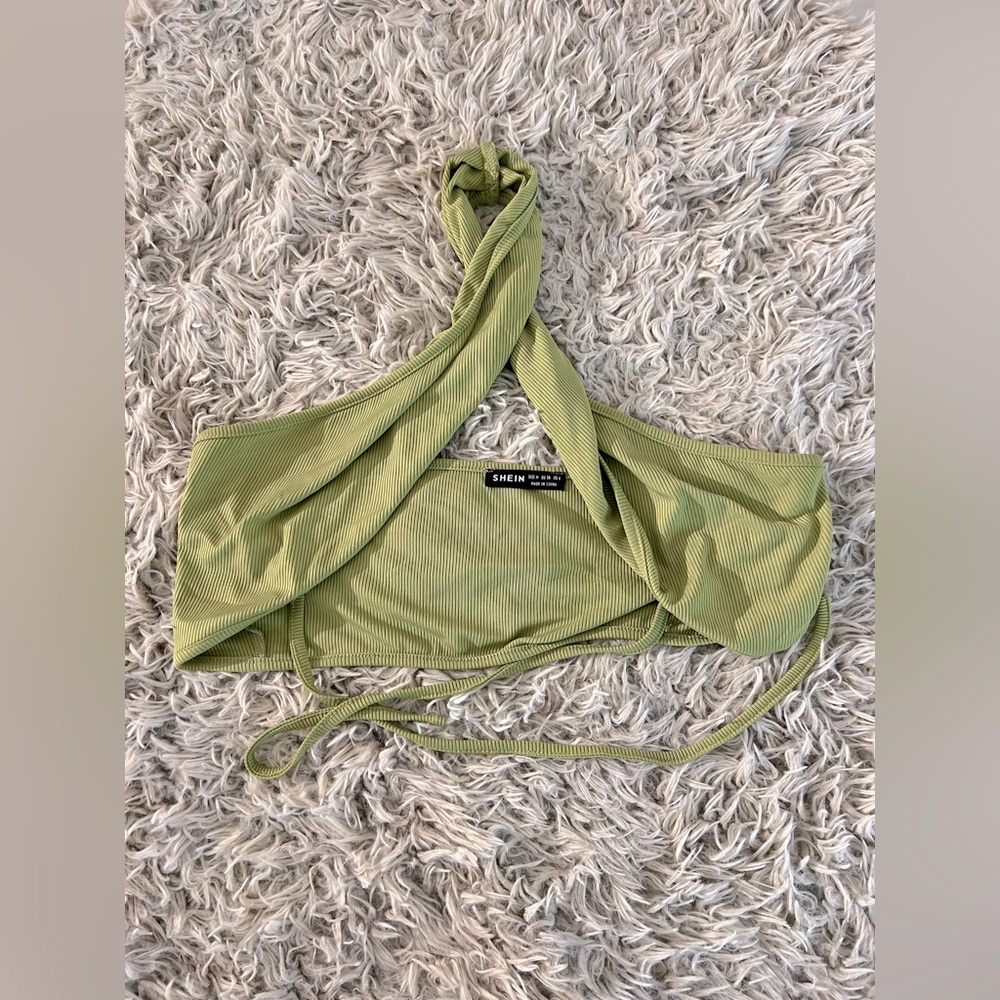 Green wrap around crop top